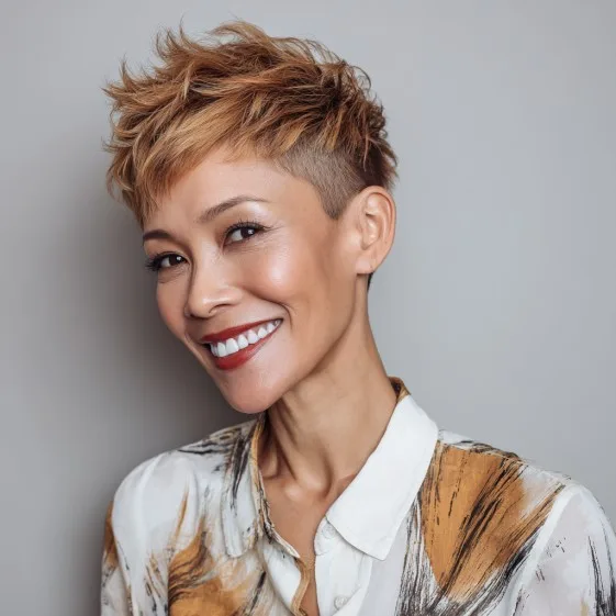 Textured Short Pixie with Edgy Undercut