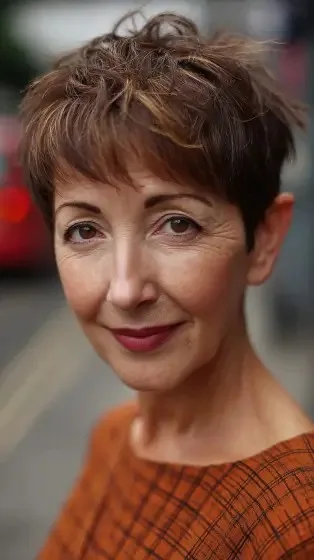 Textured Short Pixie with Subtle Highlights