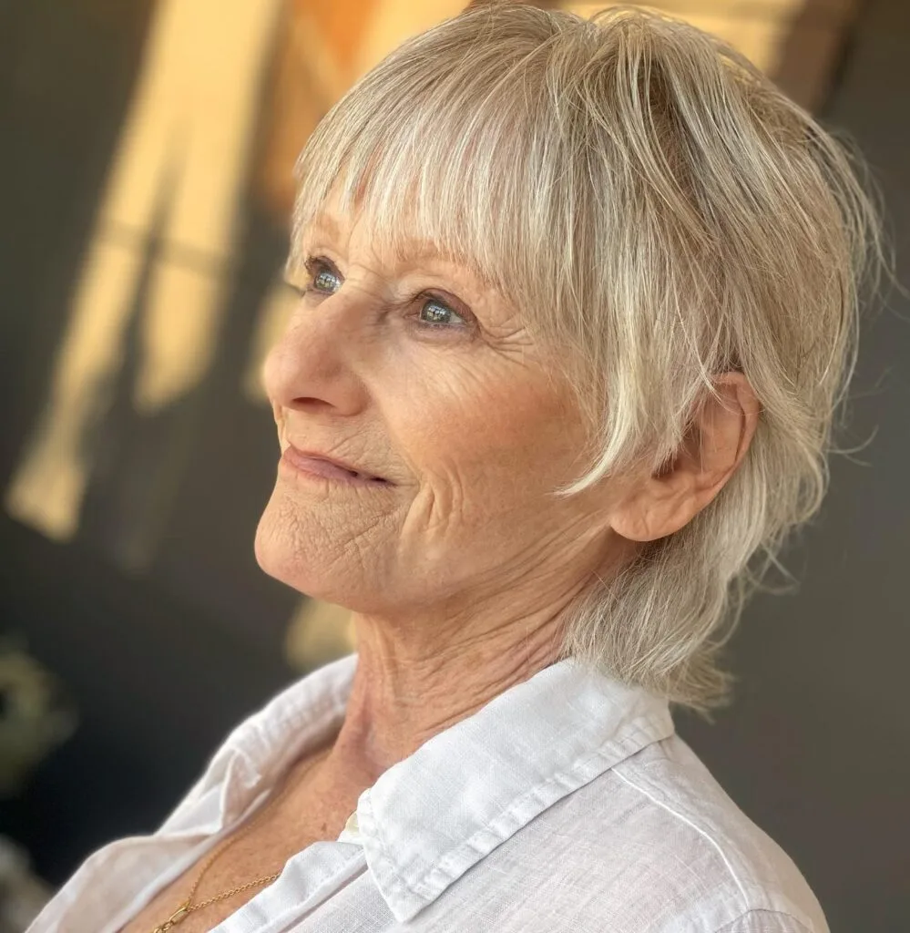 Textured Short Shag with Soft Bangs