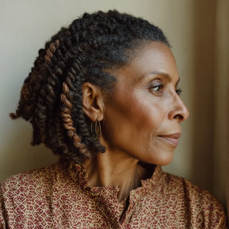 Textured Short Twists with Warm Highlights