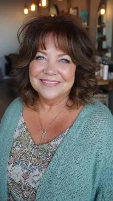 Textured Shoulder-Length Curly Cut with Face-Framing Layers