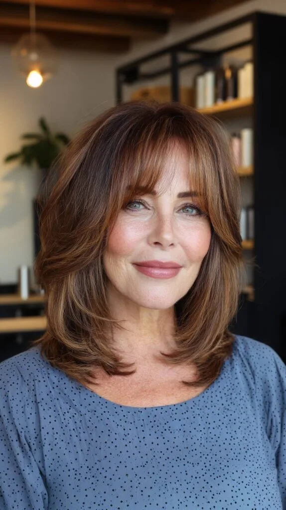 Textured Shoulder-Length Cut with Soft Bangs