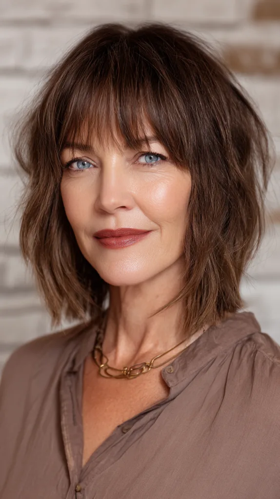 Textured Shoulder-Length Cut with Soft Fringe