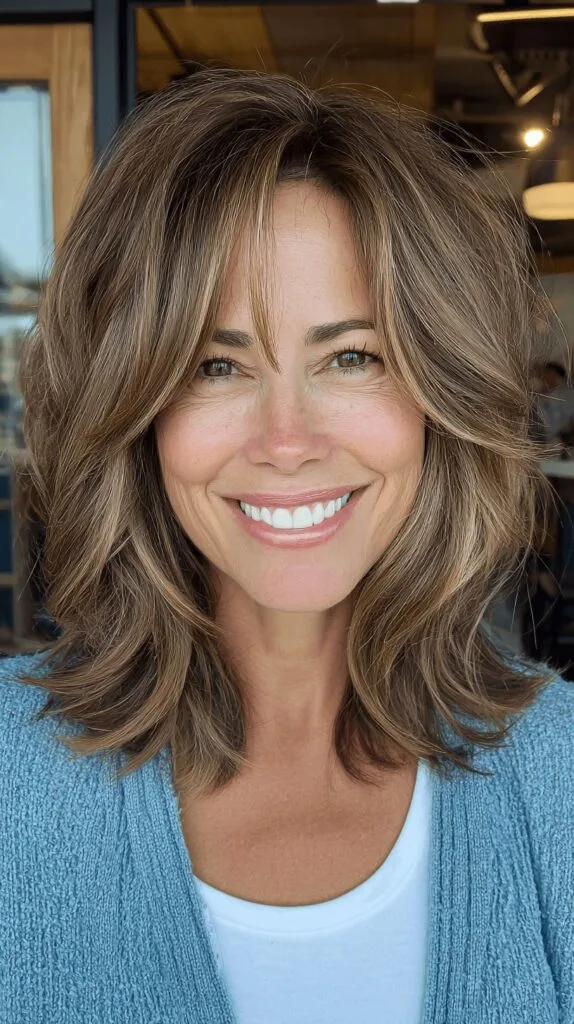 Textured Shoulder-Length Cut with Subtle Blonde Balayage