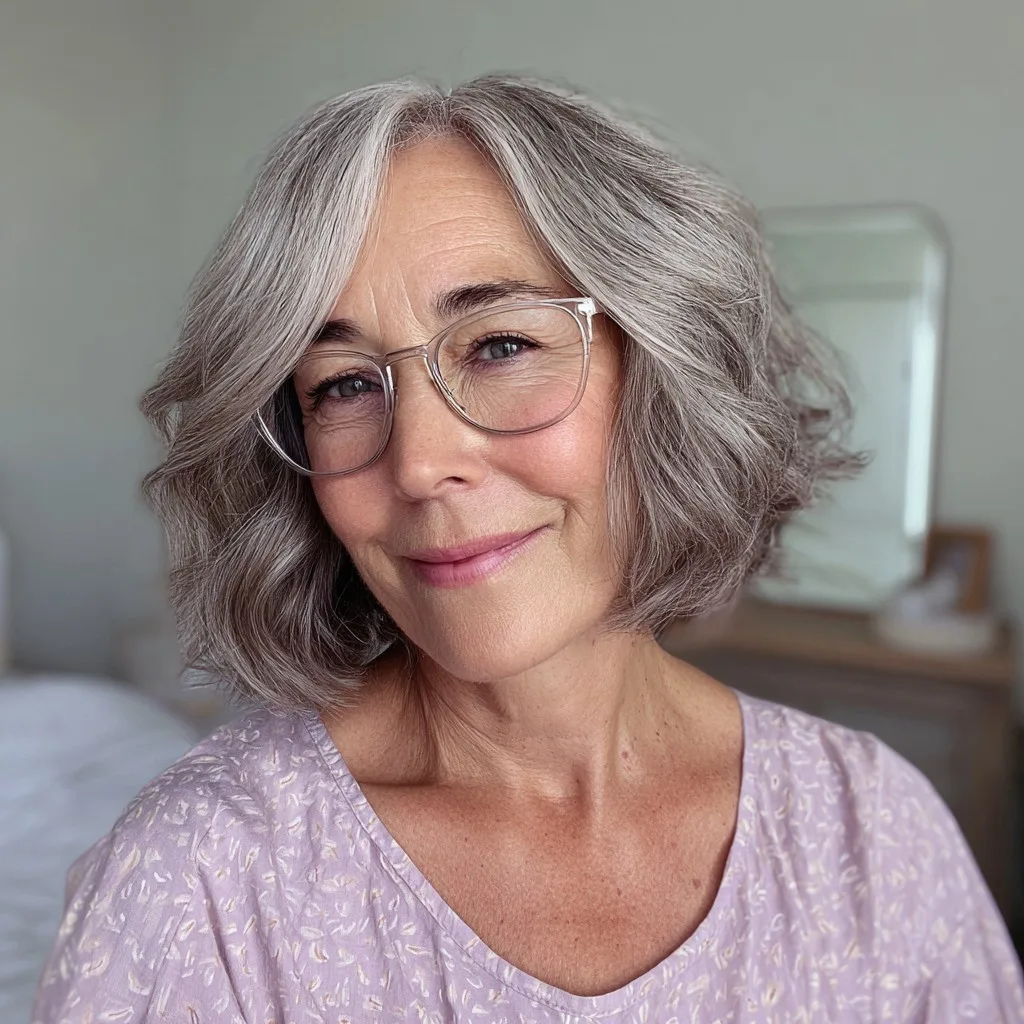 Textured Silver Bob with Effortless Waves