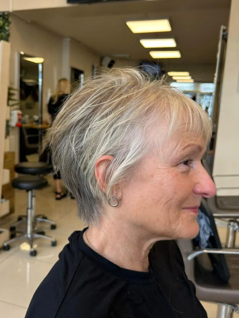 Textured Silver Pixie Cut with Subtle Layers