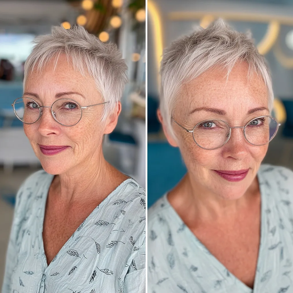 Textured Silver Pixie Cut with Subtle Layers