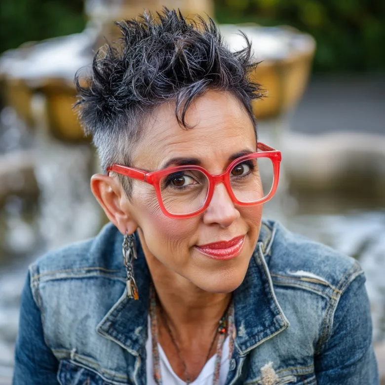 Textured Silver Pixie with Edgy Layers