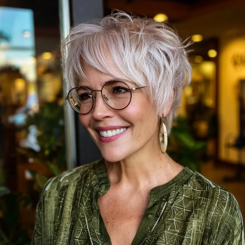 Textured Silver Pixie with Lively Movement