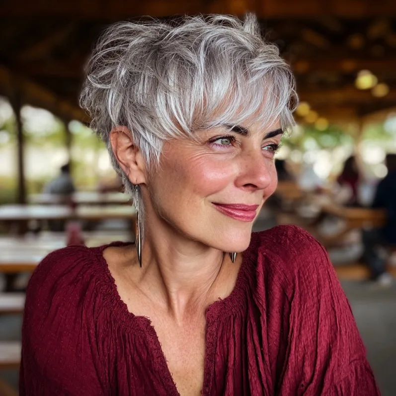 Textured Silver Pixie with Lively Volume