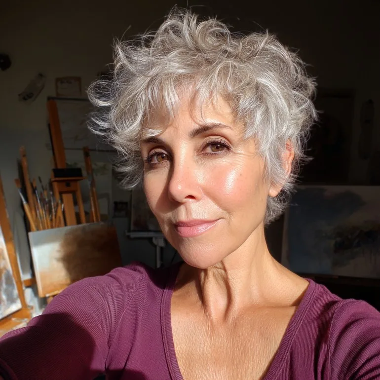 Textured Silver Shag with Lively Volume