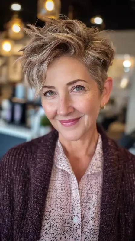 Textured Voluminous Pixie Cut with Face-Framing Layers