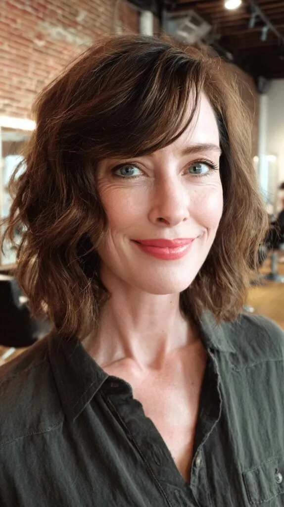 Textured Wavy Bob with Soft Bangs