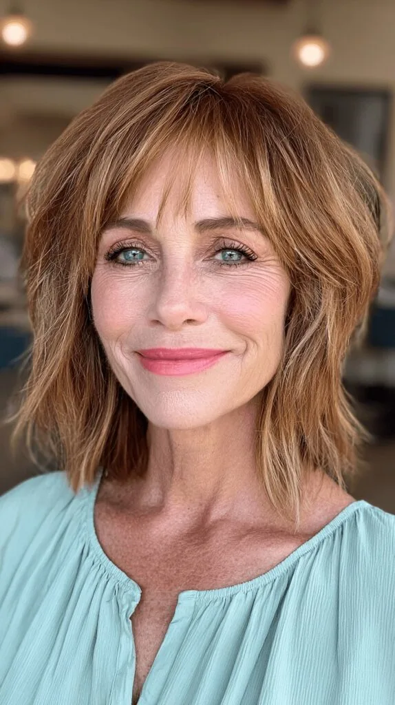 Textured Wispy Bangs with Layered Bob