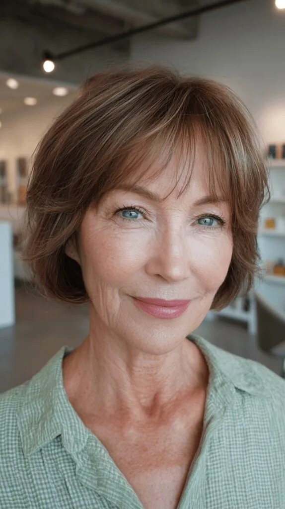 Textured Wispy Bangs with Soft Bob