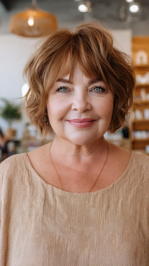 Textured Wispy Shag Bob for Mature Women