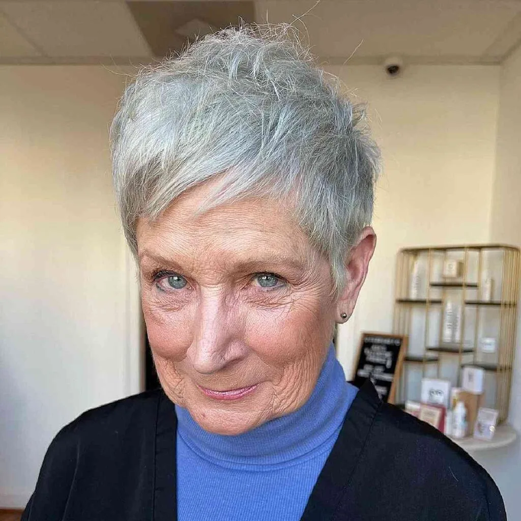 Tousled Silver Pixie for Thin Hair