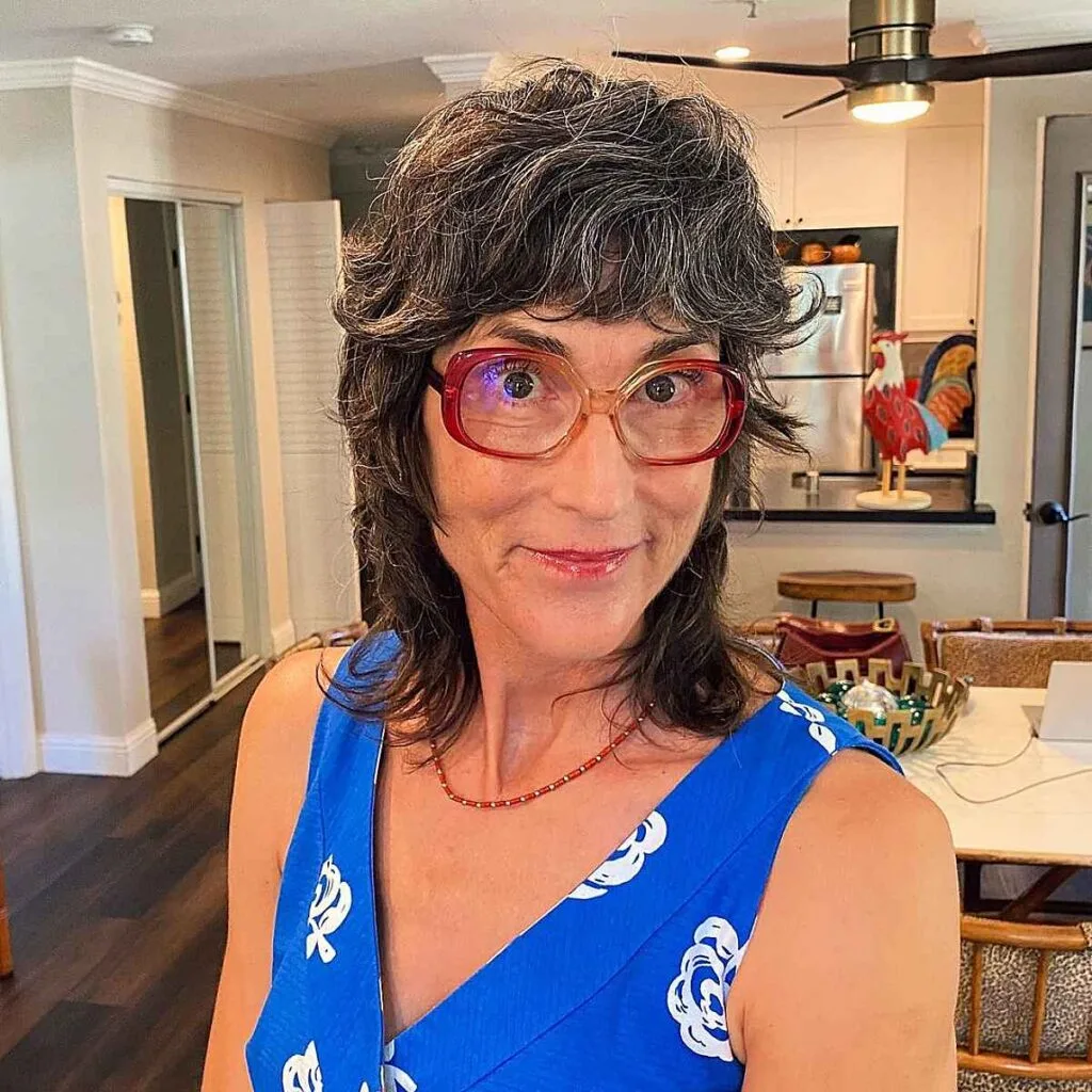 Trendy Shaggy Mullet Hairstyle for ladies 60 and over