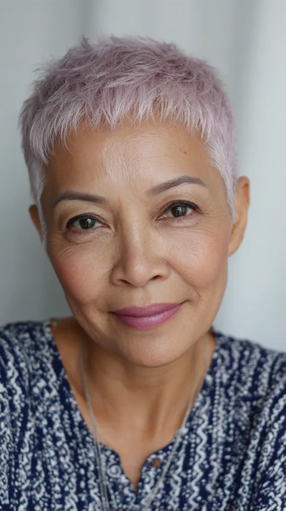 Trendy Textured Micro Pixie with Soft Lavender Hues