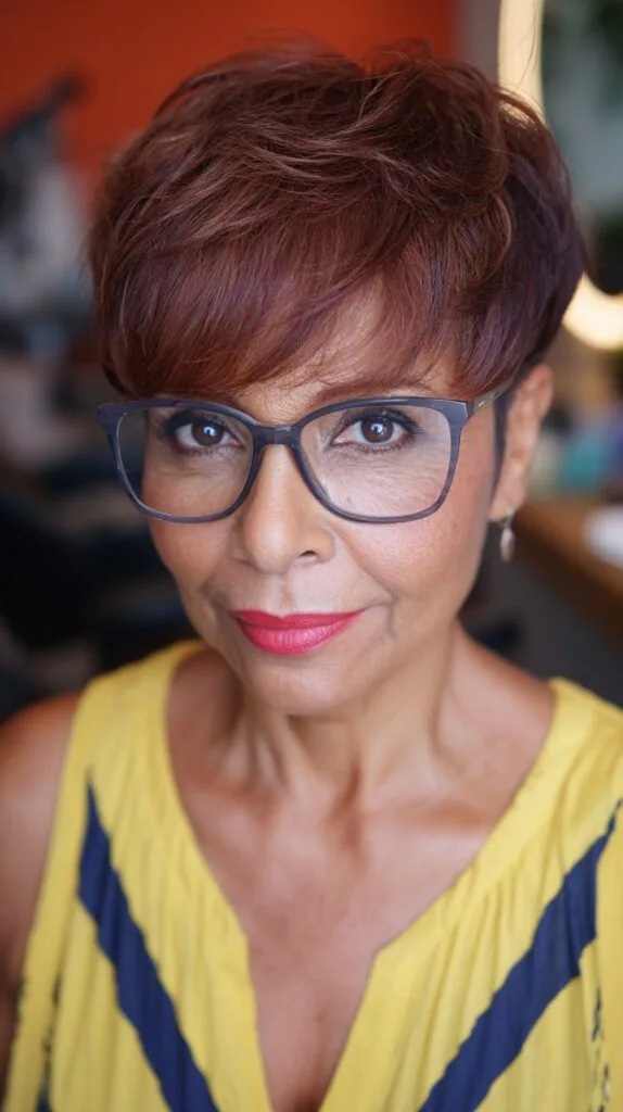 Vibrant Auburn Pixie with Textured Layers