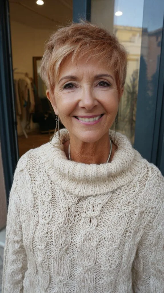 Vibrant Caramel Tousled Pixie Cut