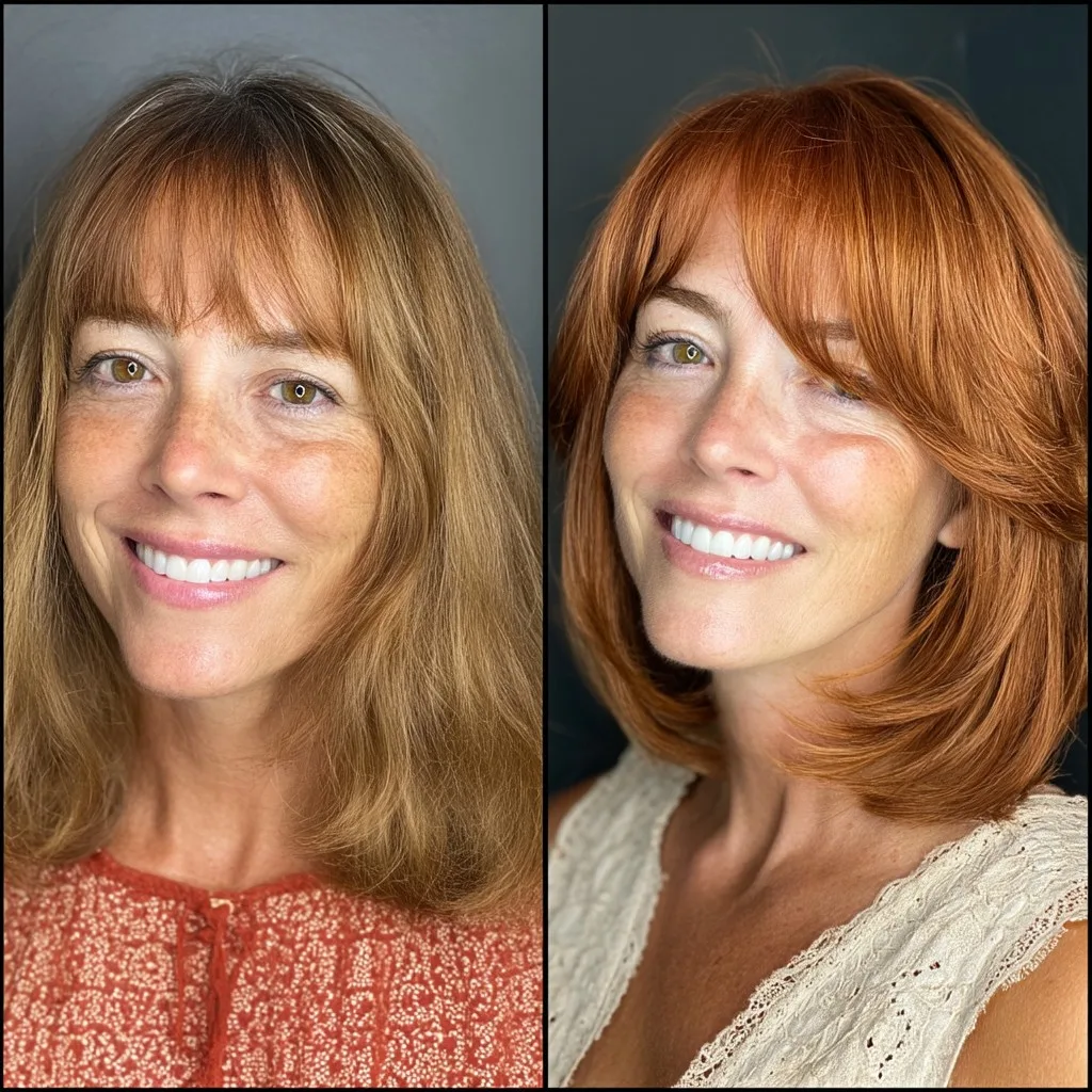 Vibrant Copper Bob with Subtle Bangs
