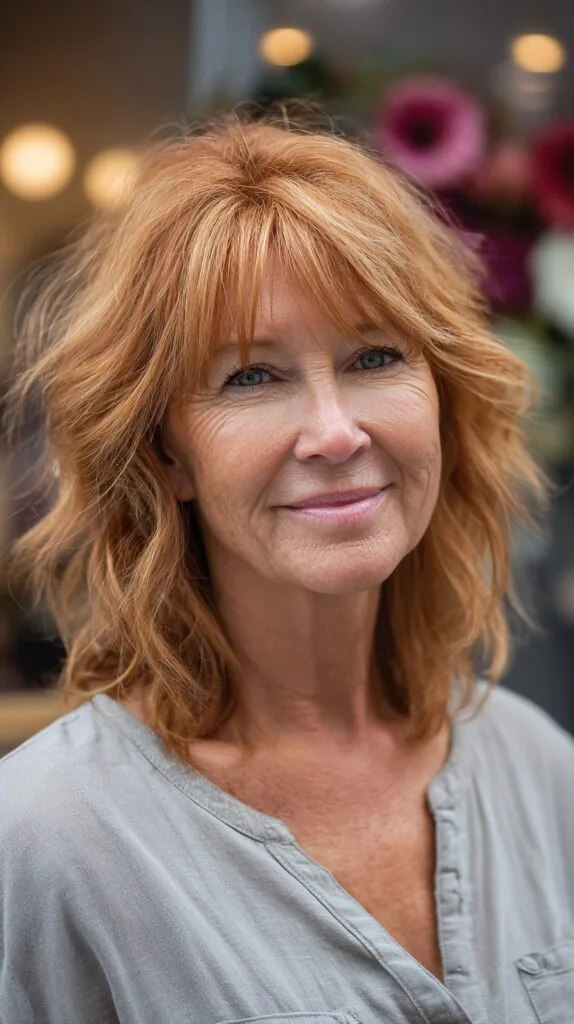 Vibrant Copper Tousled Layers with Fringe