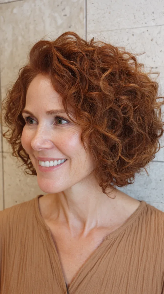 Vibrant Curly Chin-Length Bob with Defined Texture