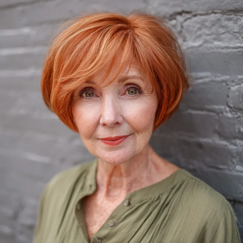 Vibrant Layered Red Bob with Face-Framing Bangs