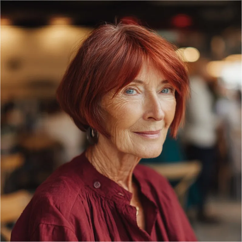 Vibrant Red Bob with Soft Face-Framing Layers