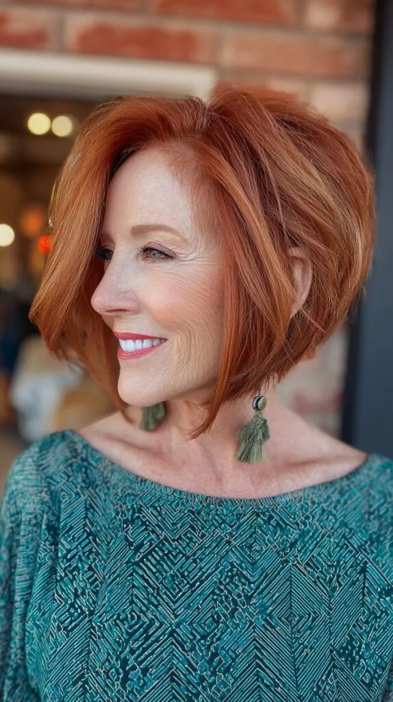 Voluminous Angled Chin-Length Bob with Face-Framing Wedge