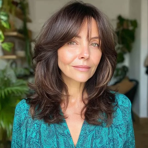Voluminous Layered Cut with Face-Framing Bangs