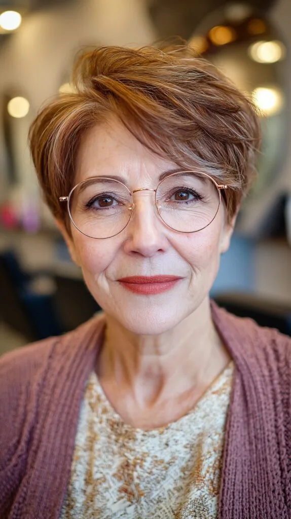 Warm Auburn Pixie with Textured Waves