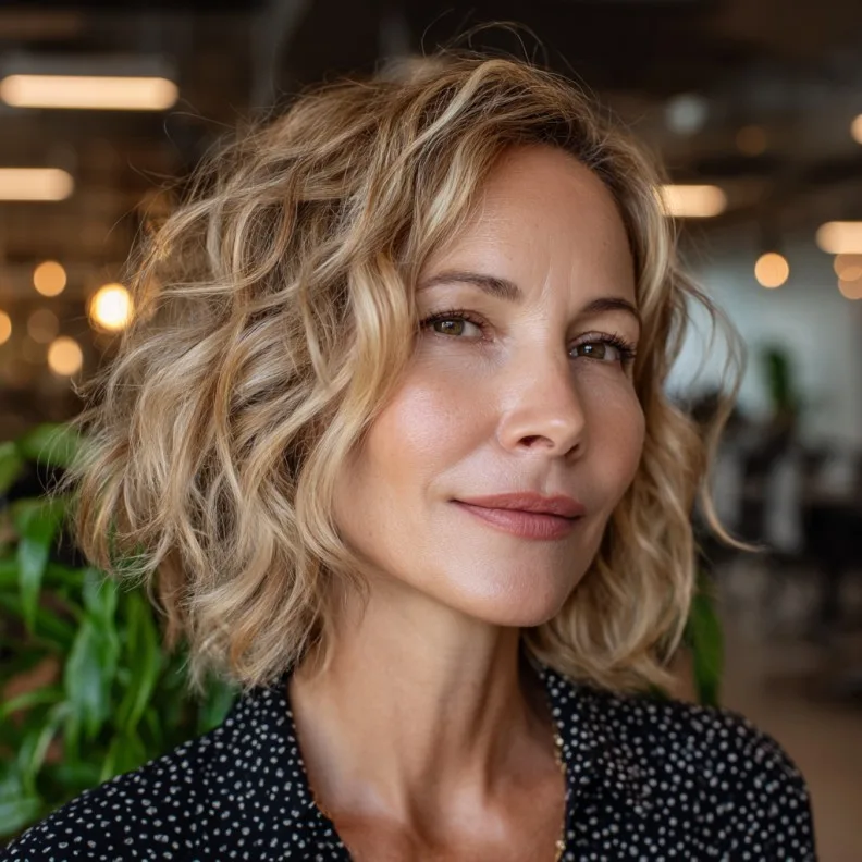 Wavy Layered Bob with Natural Movement
