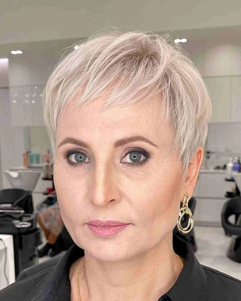 Wispy Pixie in Platinum Blonde for Women 50 and Over with Thin Hair