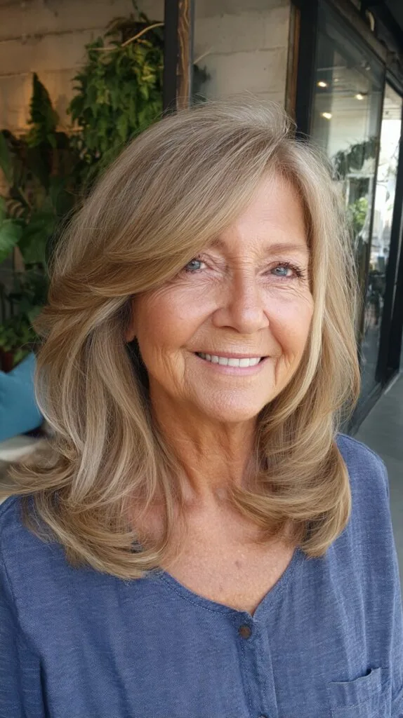 Airy Ash-Blonde Mid-Length with Lifted Curtain Layers