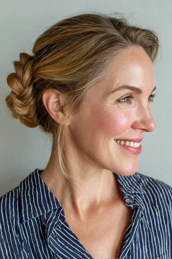 Beautiful Braided Low Bun with Soft Face-Framing Pieces