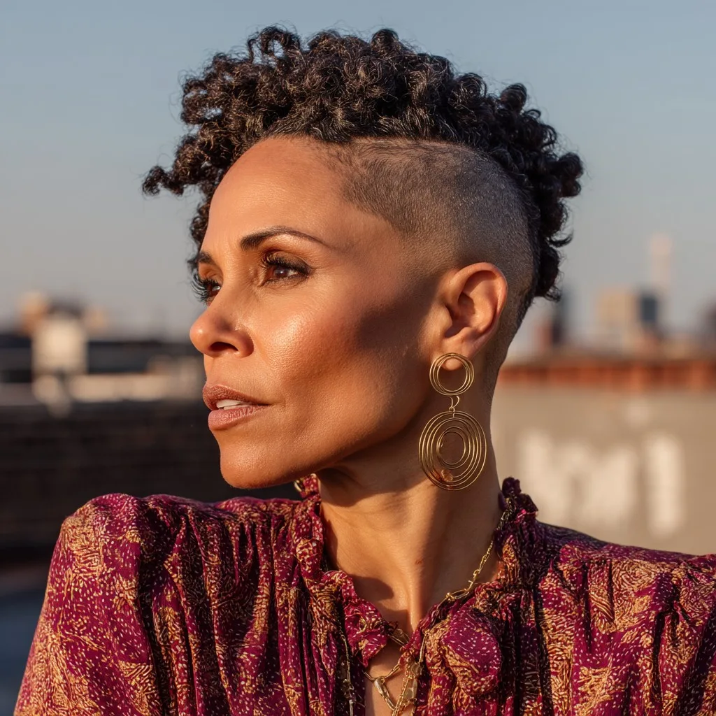 Bold Asymmetrical Short Cut with Defined Curls