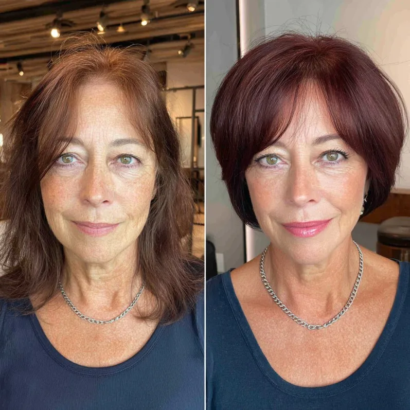 Bold Burgundy Bob with Soft Textured Layers