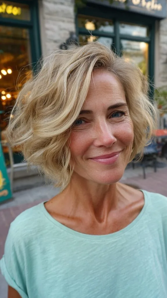 Breezy Blonde Layered Bob with Textured Waves