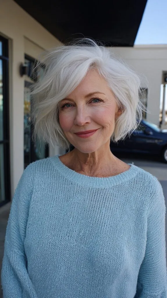 Breezy White Wispy Waves Cut