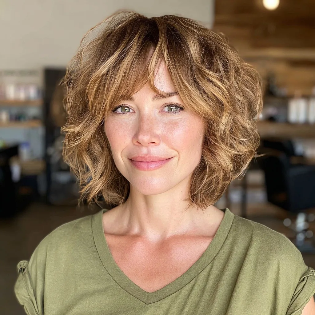 Carefree Shaggy Bob with Face-Framing Bangs