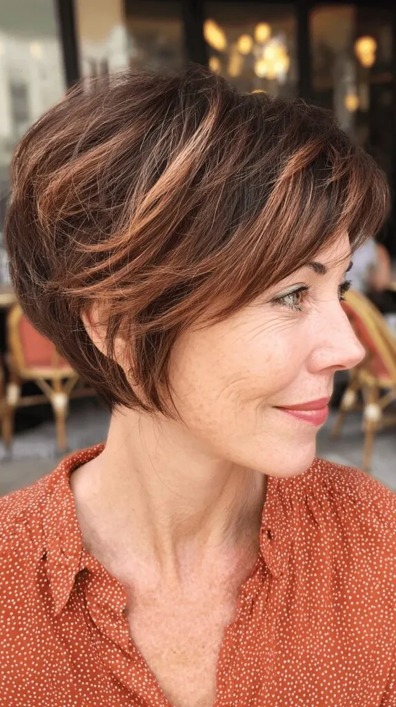 Charming Chocolate Stacked Bob with Subtle Highlights