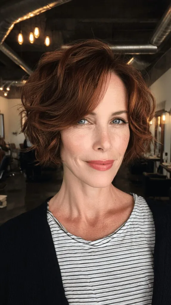 Charming Curly Stacked Bob with Subtle Layers