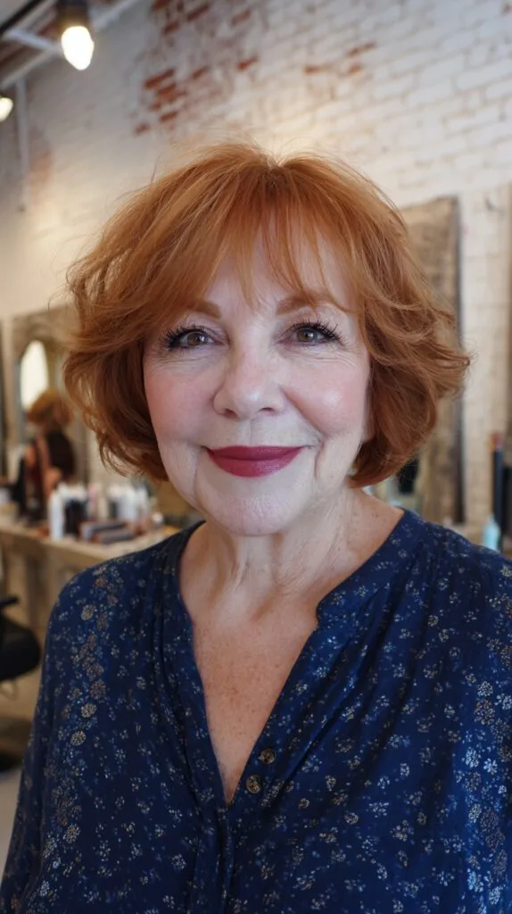 Charming Layered Copper Bob with Soft Waves