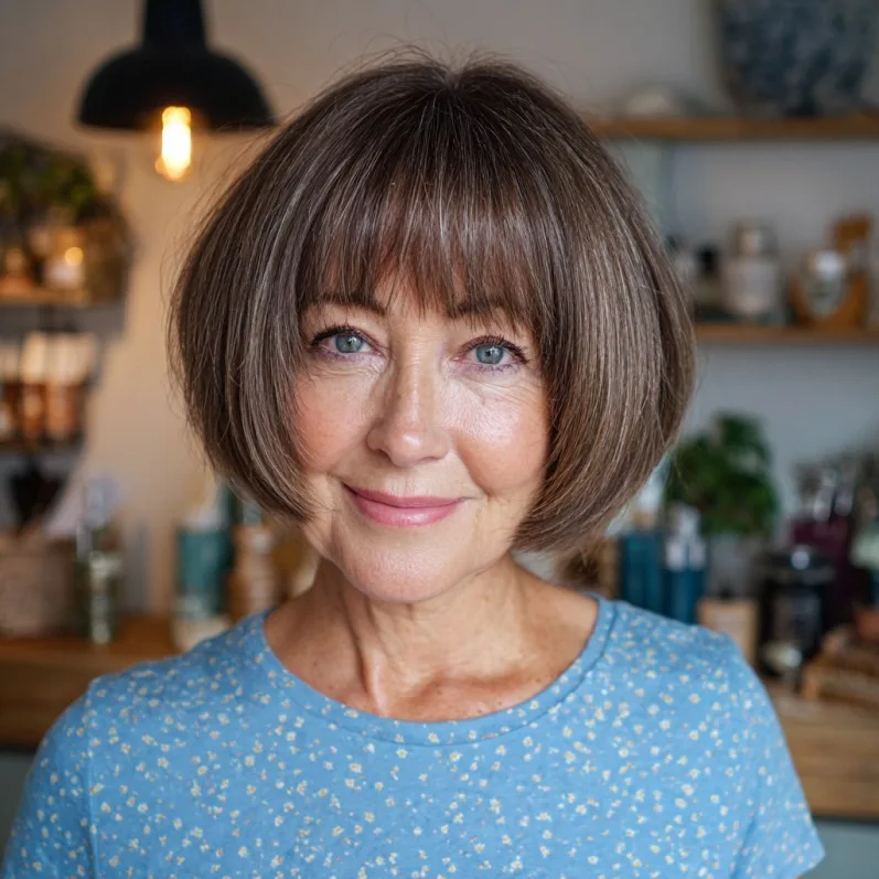 Charming Rounded Bob with Soft Bangs