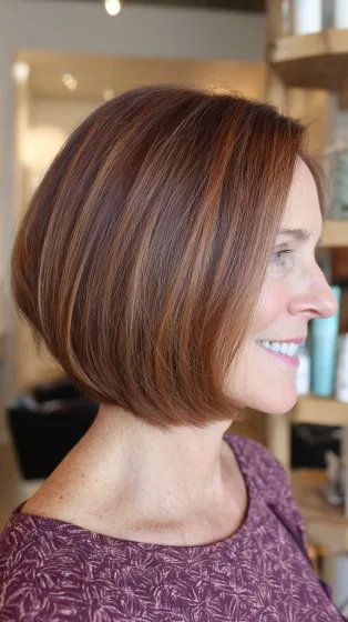 Charming Rounded Bob with Warm Copper Tones