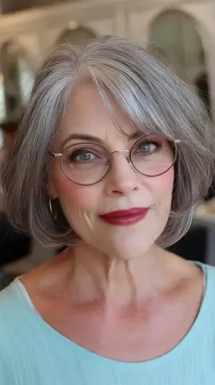 Charming Silver Bob with Subtle Textured Layers