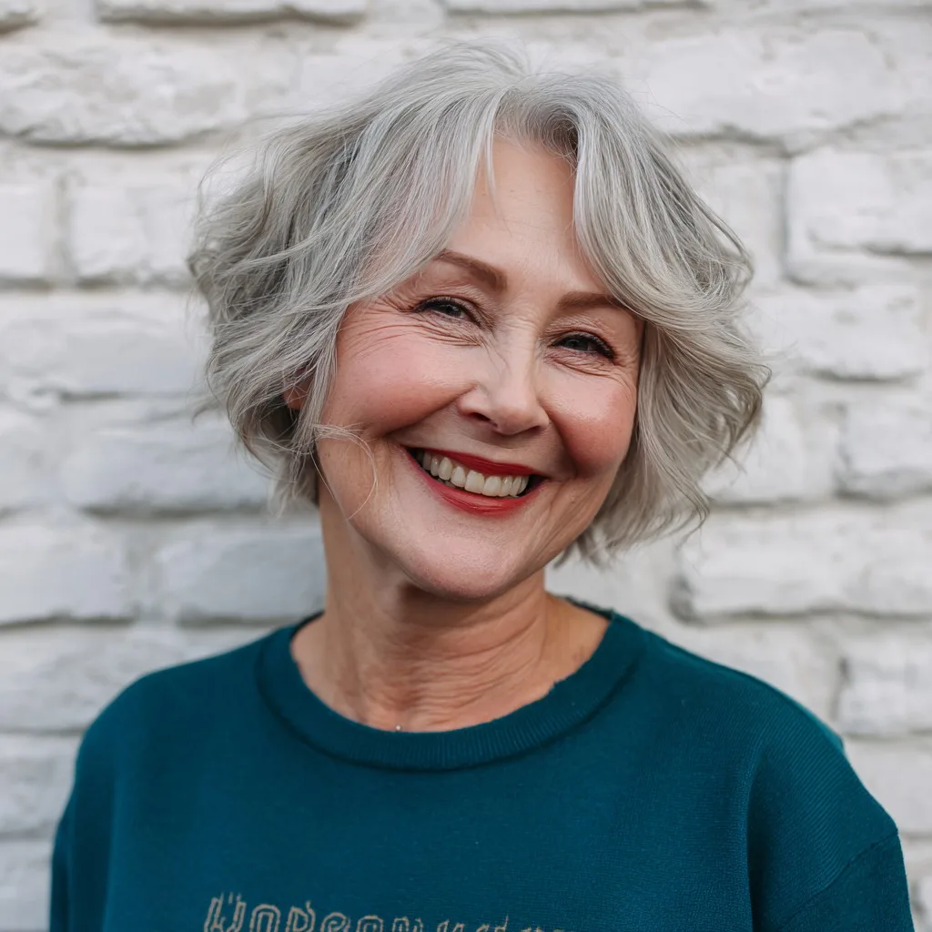 Charming Silver Textured Bob with Soft Movement
