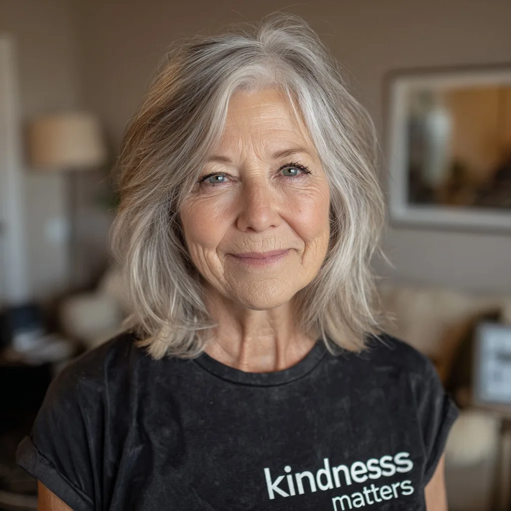 Charming Softly Layered Silver Bob with Subtle Texture
